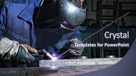  Presentation with hard job - Cool new slide deck with hot work - welding and bright sparks hard backdrop and a tawny brown colored foreground