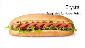  Presentation with ketchup - Cool new slide deck with hotdog - hot dog with ketchup backdrop and a  colored foreground