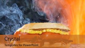  Presentation with ketchup - Beautiful theme featuring hotdog - hot dog with mustard backdrop and a gold colored foreground