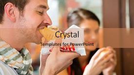  Presentation with snack food - Amazing slide deck having hotdog - young customers backdrop and a coral colored foreground