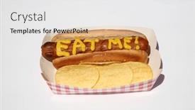  Presentation with mustard yellow - Presentation design consisting of hotdog-hot-dog-hot-dog background and a white colored foreground