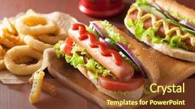  Presentation with hydroponics vegetables hydroponic vegetable - Audience pleasing presentation theme consisting of hotdog with ketchup mustard vegetables backdrop and a tawny brown colored foreground