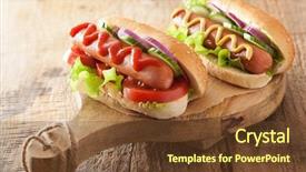  Presentation with ketchup - Cool new presentation theme with hotdog with ketchup mustard backdrop and a tawny brown colored foreground