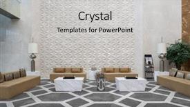  Presentation with lobby - PPT theme consisting of hotel - interior of modern office lobby background and a light gray colored foreground