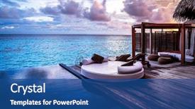 Presentation with resort - Presentation consisting of hotel - luxury beach resort bungalow near background and a ocean colored foreground