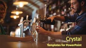  Presentation with wine - Slide deck consisting of hotel - male bar tender pouring wine background and a tawny brown colored foreground