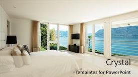  Presentation with interior design - Audience pleasing theme consisting of hotel - modern interior design comfortable bedroom backdrop and a lemonade colored foreground