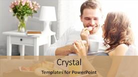  Presentation with breakfast - Slides enhanced with hotel - picture of young couple eating background and a coral colored foreground