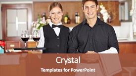  Presentation with restaurant waiter - Slides consisting of hotel - team of waiter staff background and a red colored foreground