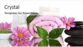  Presentation with hotel amenities - PPT theme having hotel amenities kit isolated background and a pink colored foreground