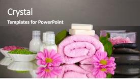  Presentation with hotel amenities - Colorful PPT layouts enhanced with hotel amenities kit on gray backdrop and a gray colored foreground