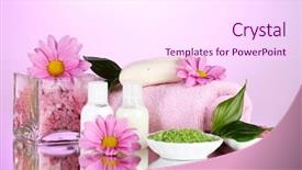  Presentation with hotel amenities - Audience pleasing slide deck consisting of hotel amenities kit on pink background backdrop and a pink colored foreground