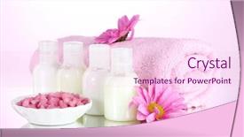  Presentation with hotel amenities - Beautiful slides featuring hotel amenities kit on pink backdrop and a  colored foreground