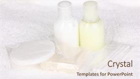  Presentation with hotel amenities - Cool new slide deck with hotel amenities kit on towel backdrop and a  colored foreground