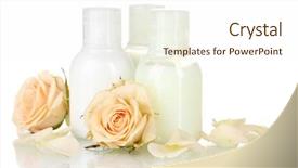  Presentation with hotel amenities - Theme with hotel amenities kit on white background and a  colored foreground