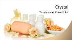  Presentation with hotel amenities - Slides having hotel amenities kit on white background and a  colored foreground