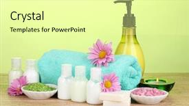  Presentation with hotel amenities - Beautiful slides featuring hotel amenities kit on wooden backdrop and a blonde colored foreground