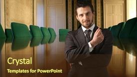  Presentation with meeting table - Presentation theme having hotel associate - business man background and a tawny brown colored foreground