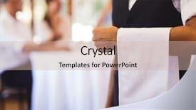  Presentation with waitress - Beautiful presentation theme featuring hotel associate - mid section of waitress standing backdrop and a soft green colored foreground