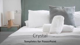  Presentation with pastel - Slides having hotel-bedroom-in-pastel-colors background and a light gray colored foreground