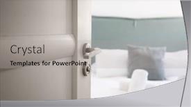  Presentation with pastel - Presentation theme enhanced with hotel-bedroom-in-pastel-colors background and a light gray colored foreground