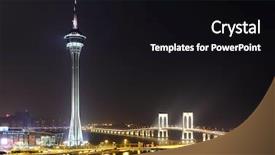  Presentation with macau - Beautiful PPT theme featuring hotel casino - macau at night backdrop and a black colored foreground