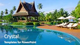  Presentation with swimming pool - PPT theme enhanced with red and white lighthouse background and a  colored foreground.