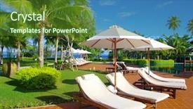  Presentation with swimming beautiful girl swims underwater - Amazing PPT theme having hotel club - beautiful swimming pool backdrop and a tawny brown colored foreground