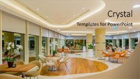  Presentation with interior - Presentation having hotel club - interior of the modern restaraunt background and a soft green colored foreground