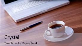  Presentation with tea coffee - Cool new PPT theme with hotel coffee - laptop and a cup backdrop and a light gray colored foreground