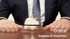  Presentation with bell service - Cool new slides with hotel concierge service bell backdrop and a red colored foreground