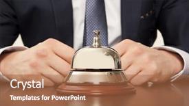  Presentation with bell service - PPT theme consisting of hotel concierge service bell background and a coral colored foreground