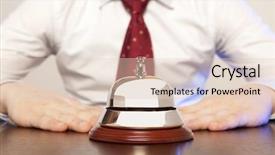  Presentation with bell service - PPT theme consisting of hotel concierge service bell at the hotel background and a lemonade colored foreground