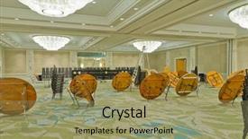  Presentation with conference - PPT theme with hotel conference room setting up background and a mint green colored foreground