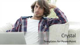  Presentation with desktop - Slide deck having  background and a  colored foreground