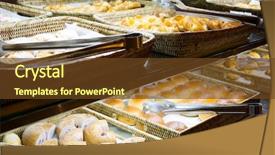  Presentation with danish pastry - Theme enhanced with hotel english - assortment of fresh pastry background and a tawny brown colored foreground