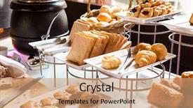  Presentation with english - Slide deck having photo of a tender pink camellia japonica with green leaves and yellow stamens with drops of water after the rain on a blurred natural background background and a violet colored foreground