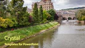  Presentation with gardens - Beautiful presentation design featuring hotel english - bath cityscape with parade gardens backdrop and a tawny brown colored foreground