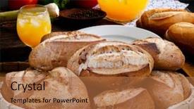  Presentation with orange 1950s - Presentation design featuring hotel english - breakfast with orange juice background and a coral colored foreground