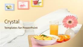  Presentation with bed hotel - Beautiful slides featuring hotel english - light breakfast on the nightstand backdrop and a cream colored foreground