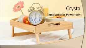  Presentation with bed hotel - PPT theme with hotel english - wooden tray with light breakfast background and a blonde colored foreground
