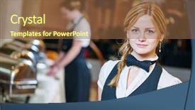  Presentation with catering service waitress on duty - Presentation theme with hotel event - catering service waitress on duty background and a tawny brown colored foreground