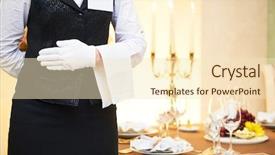  Presentation with catering service waitress on duty - PPT layouts having hotel event - waitress at catering service background and a lemonade colored foreground