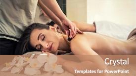  Presentation with traditional - Slides having hotel facilities - young woman enjoying traditional hot background and a coral colored foreground