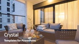  Presentation with interior design yellow and green - Theme having hotel furniture - balcony interior design background and a tawny brown colored foreground