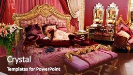  Presentation with old fashioned luxury and classic - Slide deck consisting of hotel furniture - classic luxury expensive bedroom interior background and a  colored foreground