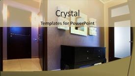  Presentation with hall of fame words - Slide set having hotel furniture - hall interior with doors background and a lemonade colored foreground