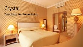 Presentation with luxury - Beautiful presentation theme featuring hotel furniture - interior luxury apartment comfortable bedroom backdrop and a coral colored foreground