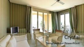  Presentation with apartment development - Cool new slide deck with hotel furniture - interior luxury apartment comfortable suite backdrop and a coral colored foreground