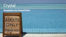  Presentation with infinity - Colorful slide set enhanced with hotel gratuit - adults only sign backdrop and a teal colored foreground